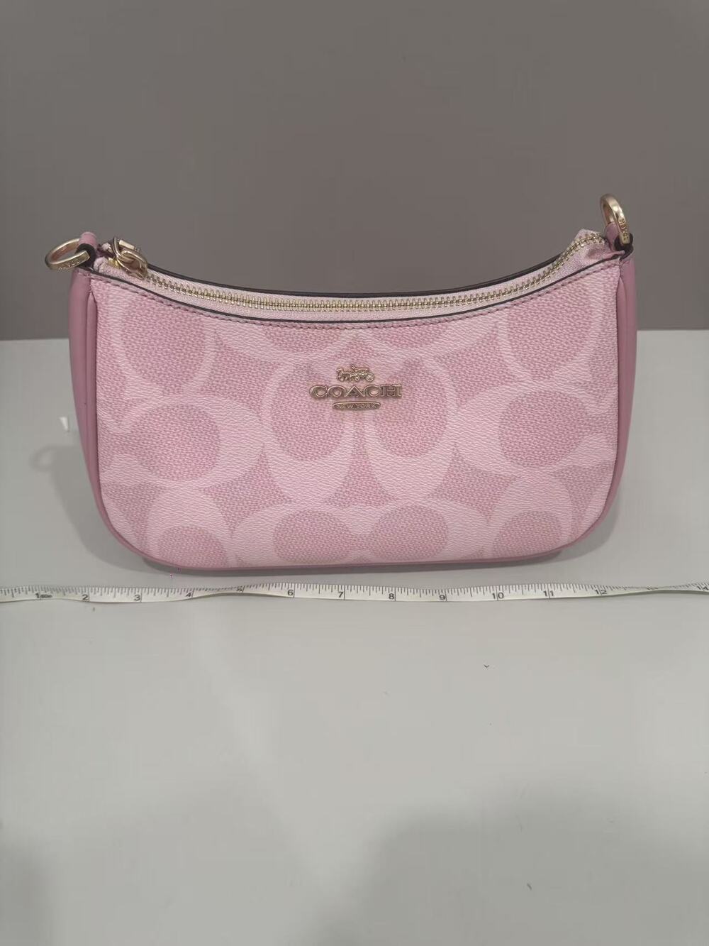 Coach Pink Signature Coated Canvas Mini Hobo Shoulder Bag Purse - Picture 2 of 6